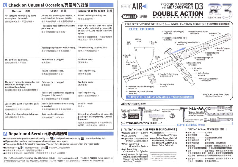 Modo Air R3 Eiflin 0.3 Double Action Airbrush 噴筆 - Standard Edition [標準版]