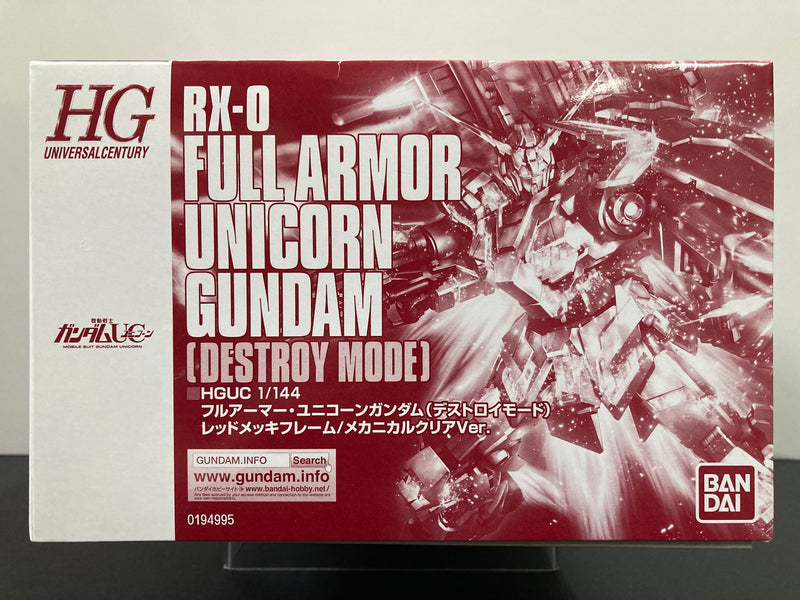 HGUC 1/144 Full Armor Unicorn Gundam (Destroy Mode) Full Psycho-Frame Prototype Mobile Suit Red Plated Frame/Mechanical Clear Version - 2014 Gunpla Expo Japan Tour Special Version