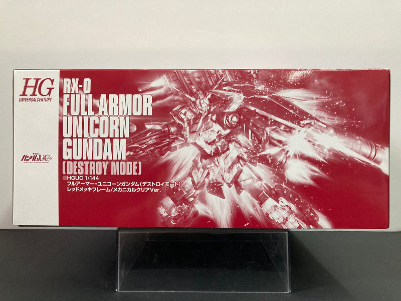 HGUC 1/144 Full Armor Unicorn Gundam (Destroy Mode) Full Psycho-Frame Prototype Mobile Suit Red Plated Frame/Mechanical Clear Version - 2014 Gunpla Expo Japan Tour Special Version