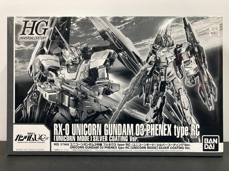 HGUC 1/144 RX-0 Unicorn Gundam 03 Phenex Type RC (Unicorn Mode) Full Psycho-Frame Prototype Mobile Suit Silver Coating Version