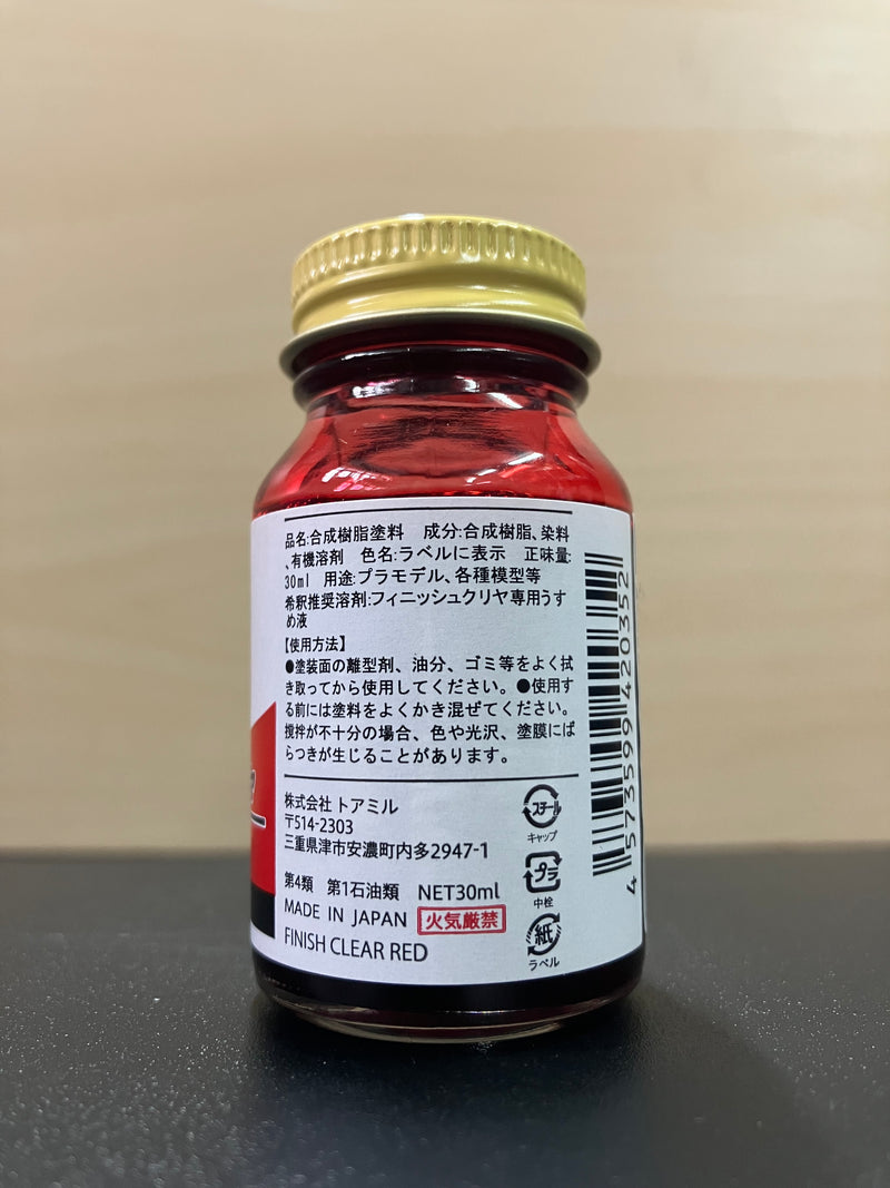 No. 16 Finish Color Clear Red [低侵蝕 - 亮光澤透明紅] (フィニッシュクリヤ レッド) 30 ml