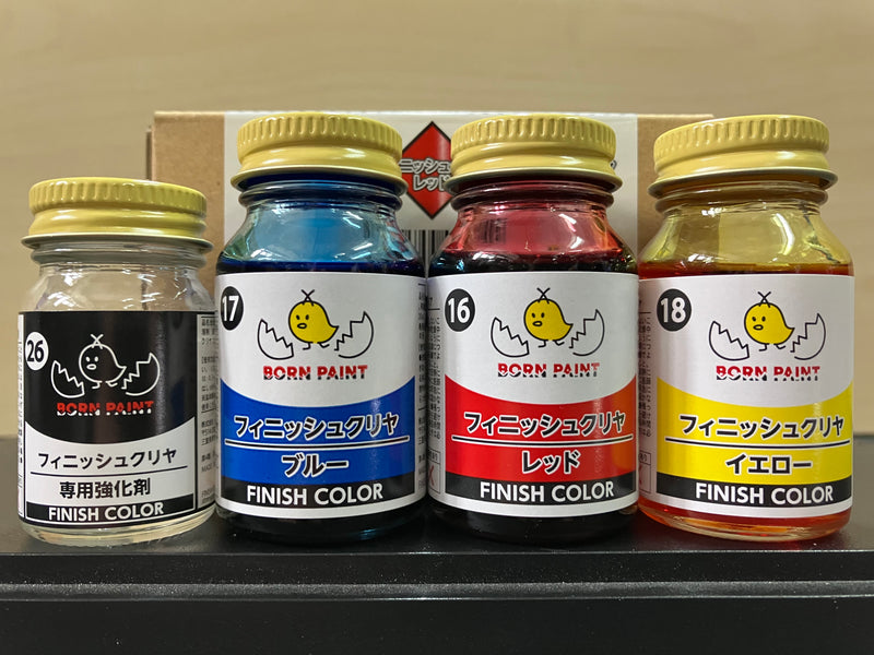 No. 28 Finish Color Clear Strengthening Agent Set [低侵蝕 - 亮光澤透明色彩 + 專用強化劑 套裝] (フィニッシュカラークリヤ強化剤セット) 30 ml