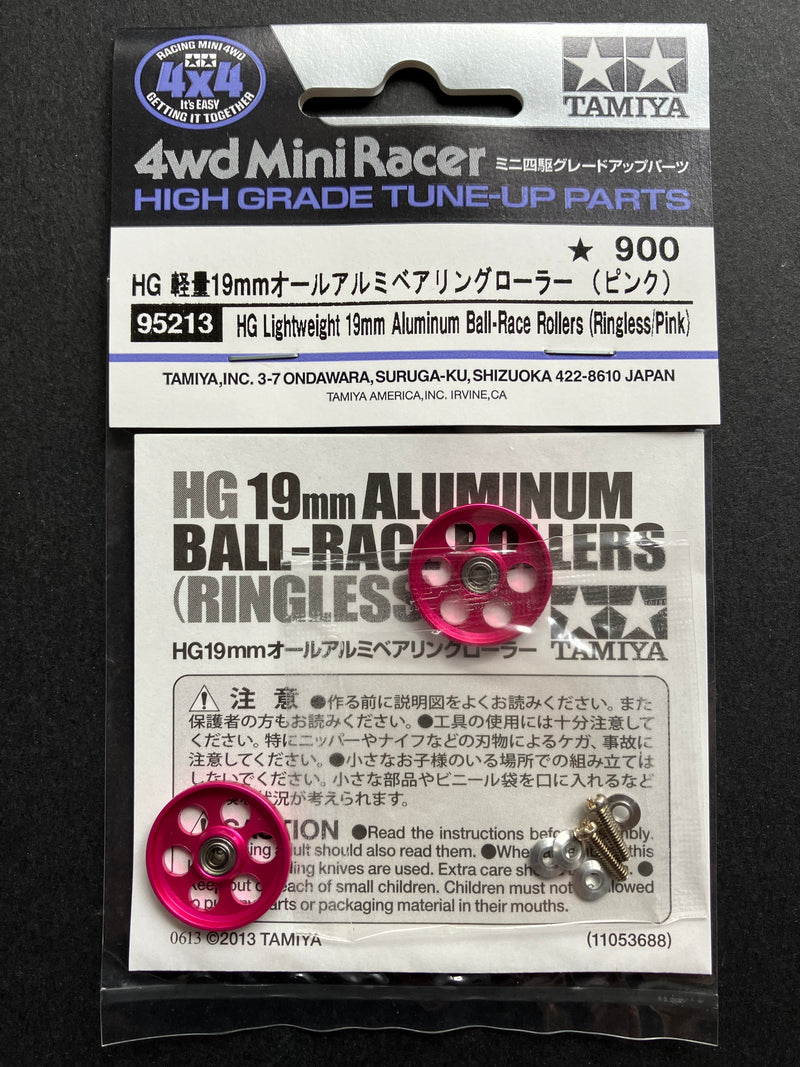 [95213] HG Lightweight 19 mm Aluminium Ball-Race Rollers (Ringless/Pink)