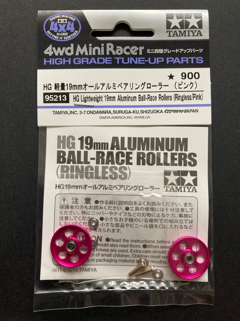 [95213] HG Lightweight 19 mm Aluminium Ball-Race Rollers (Ringless/Pink)