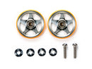 [95385] 19 mm Aluminum Rollers (5-Spokes) w/Plastic Rings (Orange)