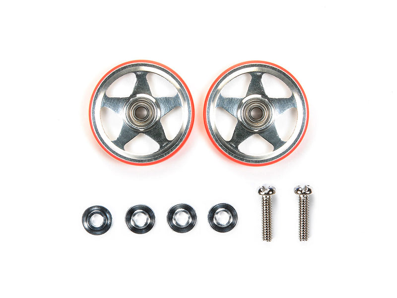 [95396] 19 mm Aluminum Rollers (5 Spokes) with Plastic Rings (Red)