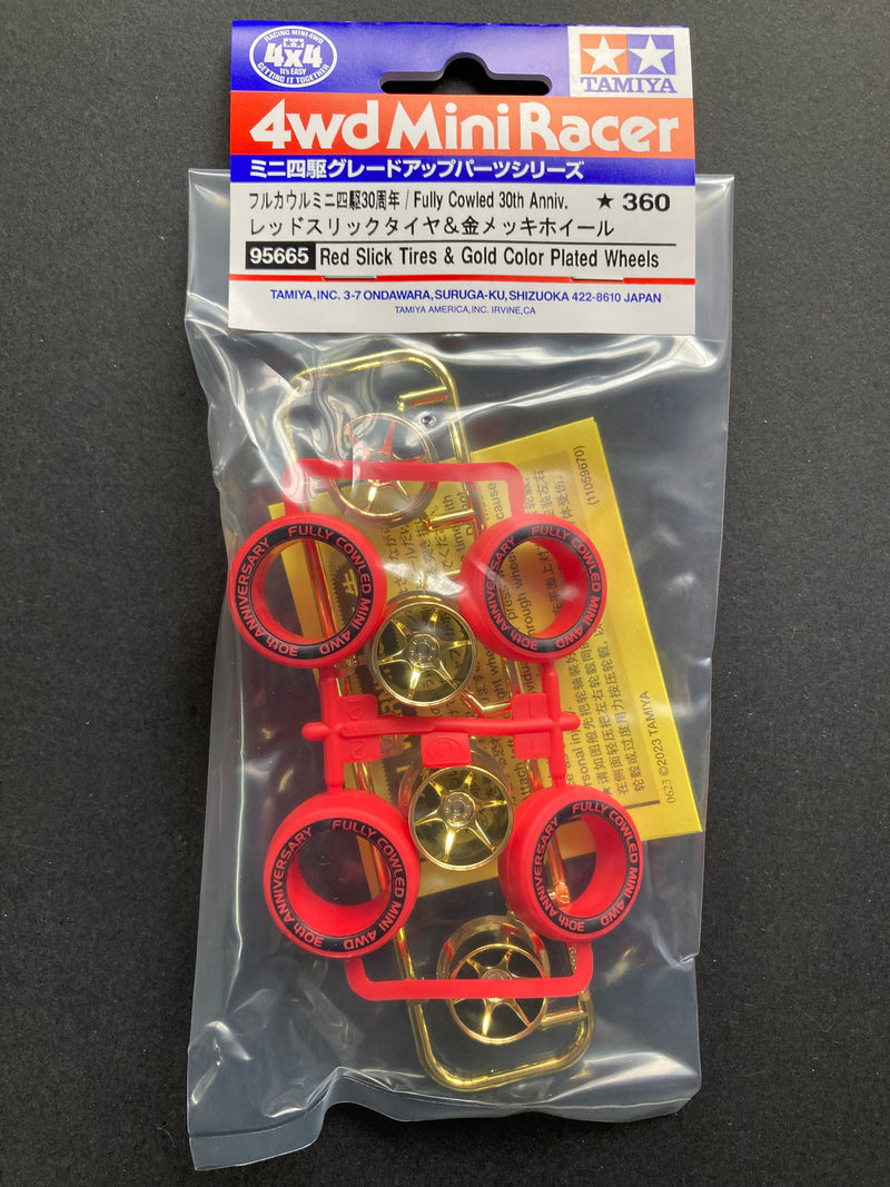 [95665] Fully Cowled Mini 4WD 30th Anniversary Red Slick Tires & Gold Plated Wheels