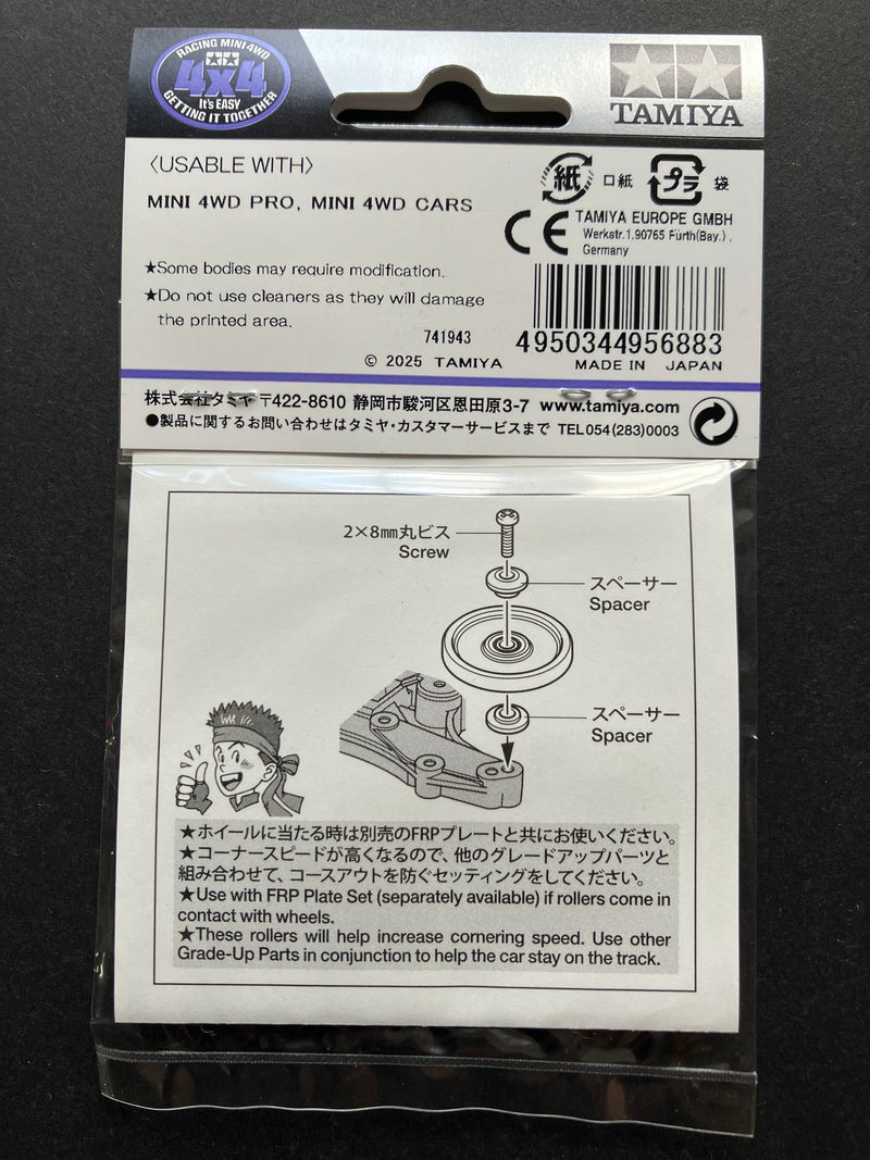 [95688] HG 19mm Aluminum Ball-Race Rollers (Ringless/Green Logos) ~ Tamiya Mini 4WD TMAC 2025 Asia Challenge Version