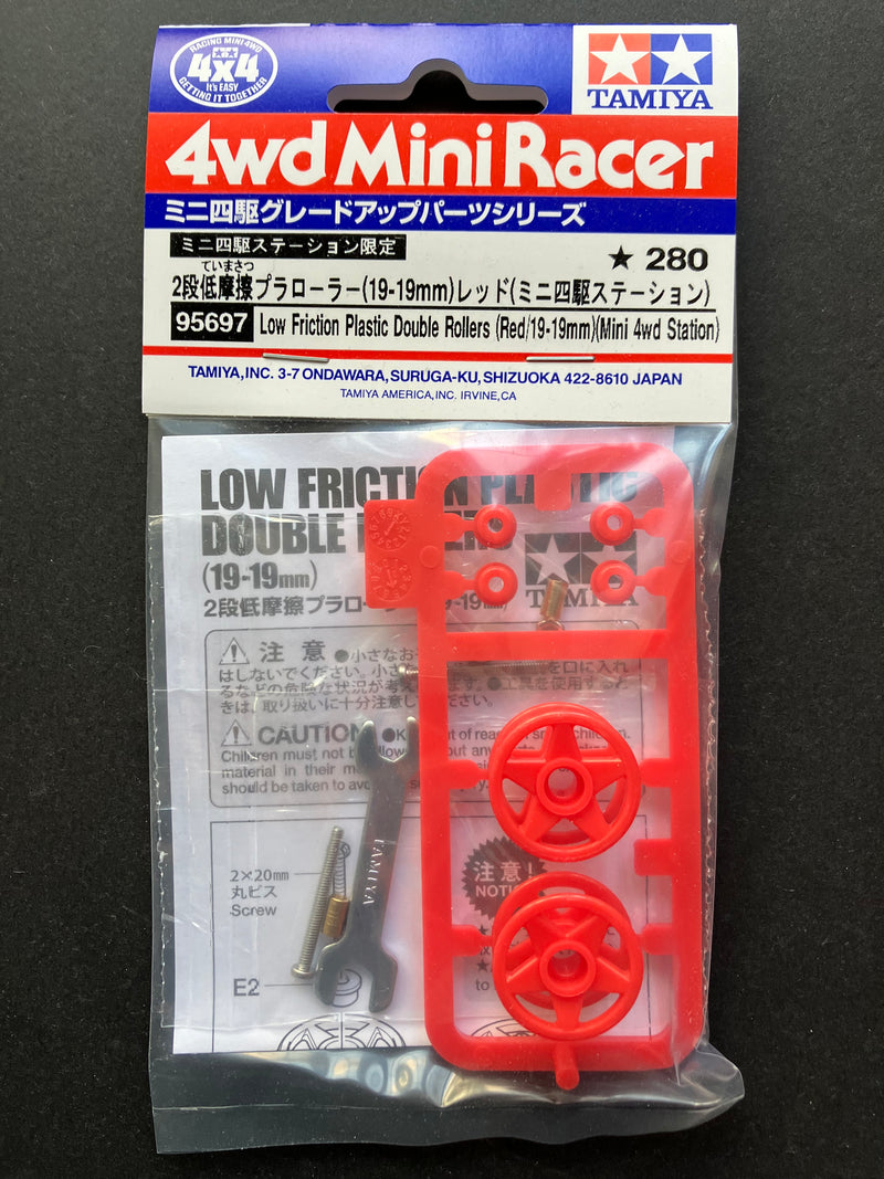 [95697] Low Friction Plastic Double Rollers (Red/19-19 mm) (Mini 4WD Station)