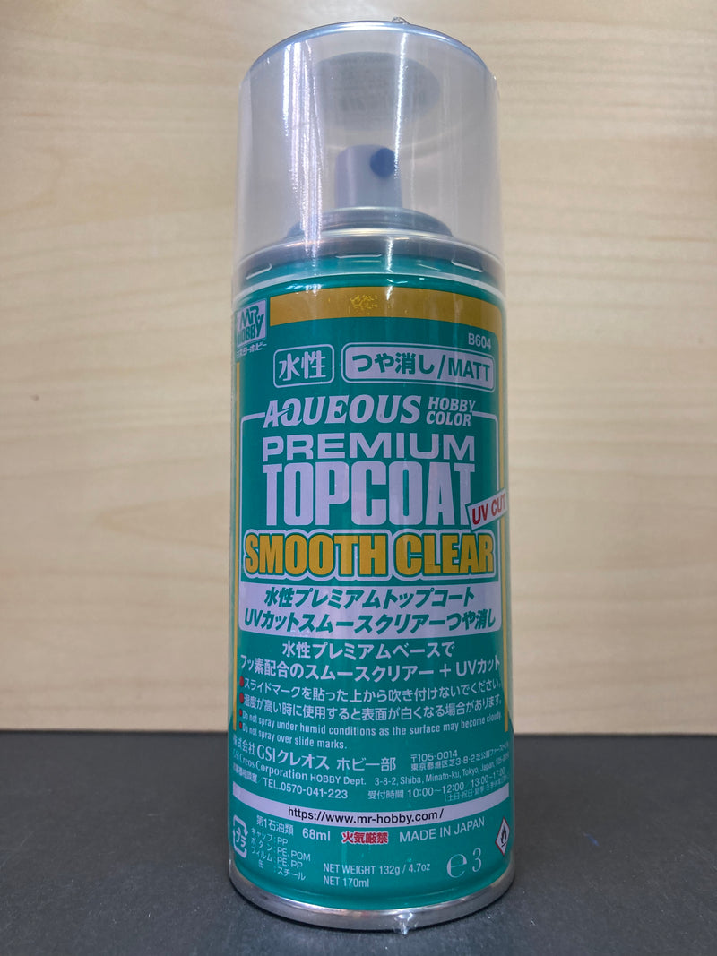 Mr. Top Coat - Premium Topcoat Water-Based Clear Finishing Spray Smooth Clear UV Cut (Matt) 高級水性超級消光透明光油/保護漆 - 噴罐 ~ 低白化! 抗UV! B604
