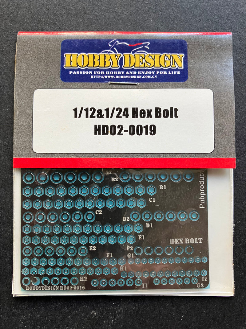 Hobby Design - 1/12 & 1/24 Scale Photo-Etched Hex Bolt (HD02-0019)