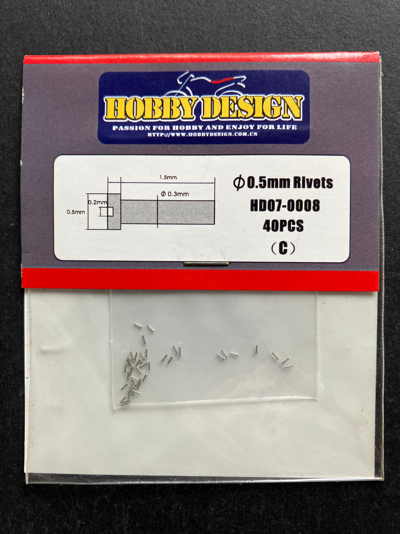 Hobby Design - 1/24 Scale  ⌀0.5 mm Rivets 40 pcs. Type C (HD07-0008)