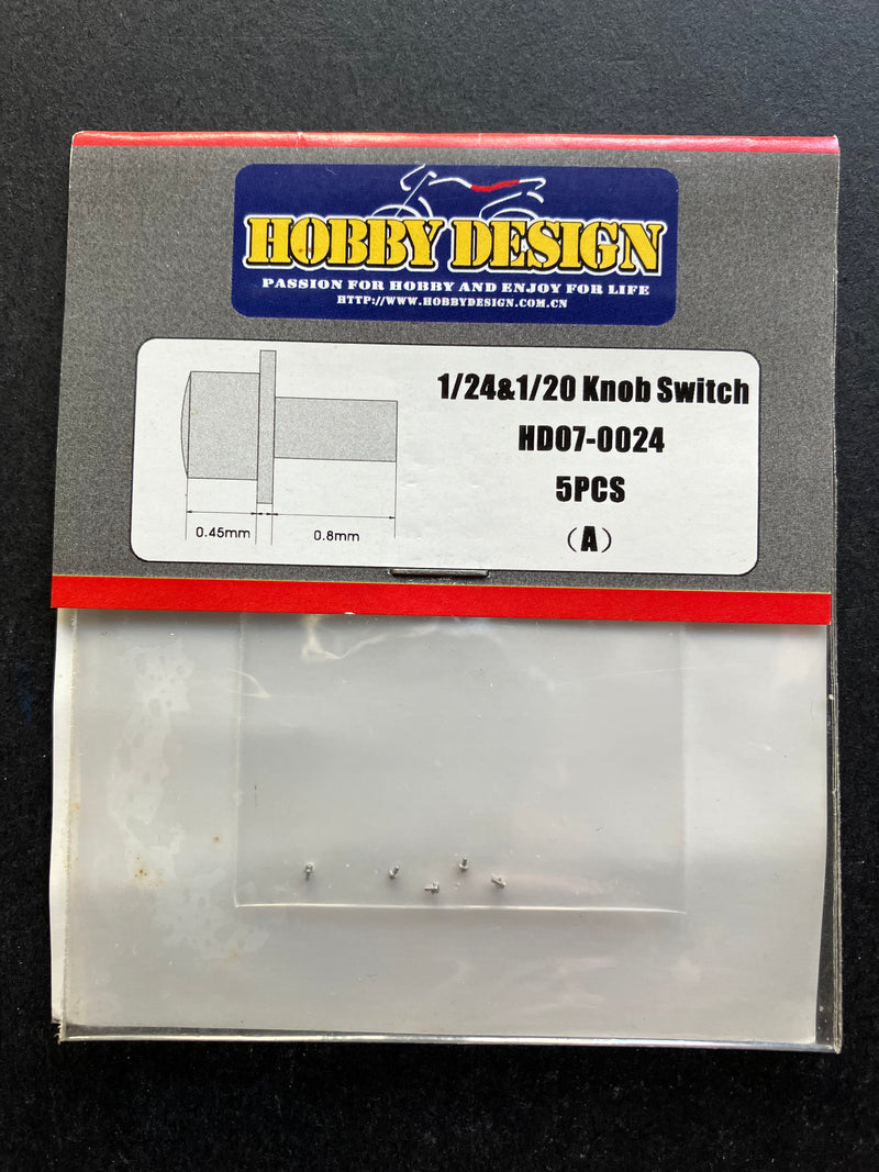 Hobby Design - 1/24 & 1/20 Scale Knob Switch 5 pcs. Type A (HD07-0024)