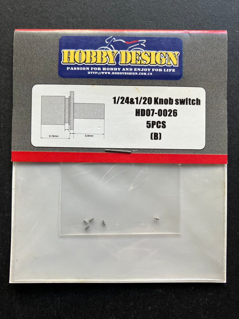 Hobby Design - 1/24 & 1/20 Scale Knob Switch 5 pcs. Type B (HD07-0026)