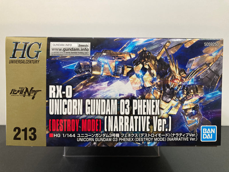 HGUC 1/144 No. 213 RX-0 Unicorn Gundam 03 Phenex (Destroy Mode) (Narrative Version) Full Psycho-Frame Prototype Mobile Suit