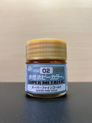 Aqueous Hobby Color: Super Metallic - Super Fine Silver & Gold 水性超級金屬漆 ~ 超亮精細銀色 & 金色 (18 ml) HSM01 & HSM02