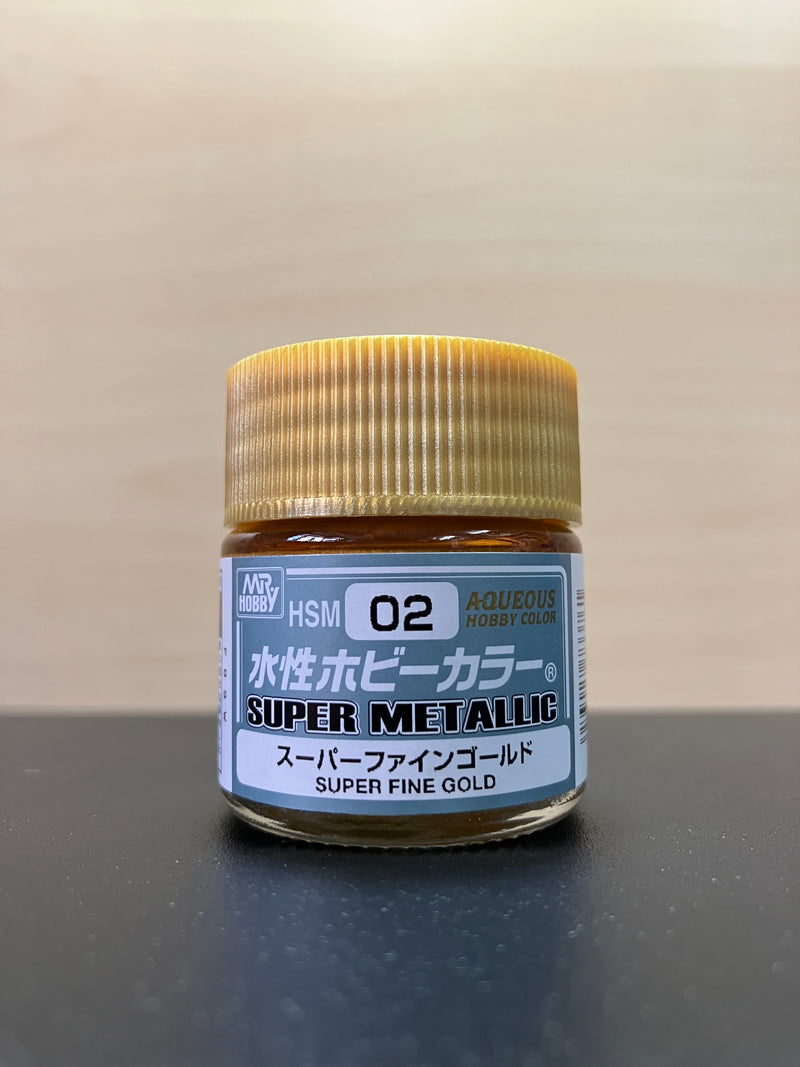 Aqueous Hobby Color: Super Metallic - Super Fine Silver & Gold 水性超級金屬漆 ~ 超亮精細銀色 & 金色 (18 ml) HSM01 & HSM02