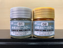 Aqueous Hobby Color: Super Metallic - Super Fine Silver & Gold 水性超級金屬漆 ~ 超亮精細銀色 & 金色 (18 ml) HSM01 & HSM02