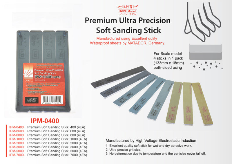 Premium Ultra Precision Series Soft Sanding Stick (4 pieces) IPM [Matador, Germany]