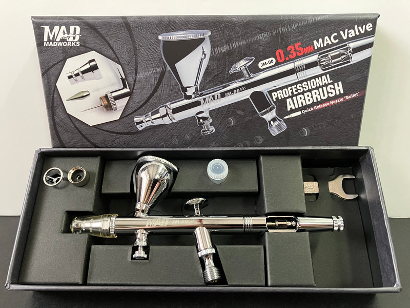 High Quality 0.35 mm Dual Action Airbrush with MAC Valve 雙動式噴筆 (附調壓閥) JM-00 [新款式 - 快拆式子彈型噴嘴]