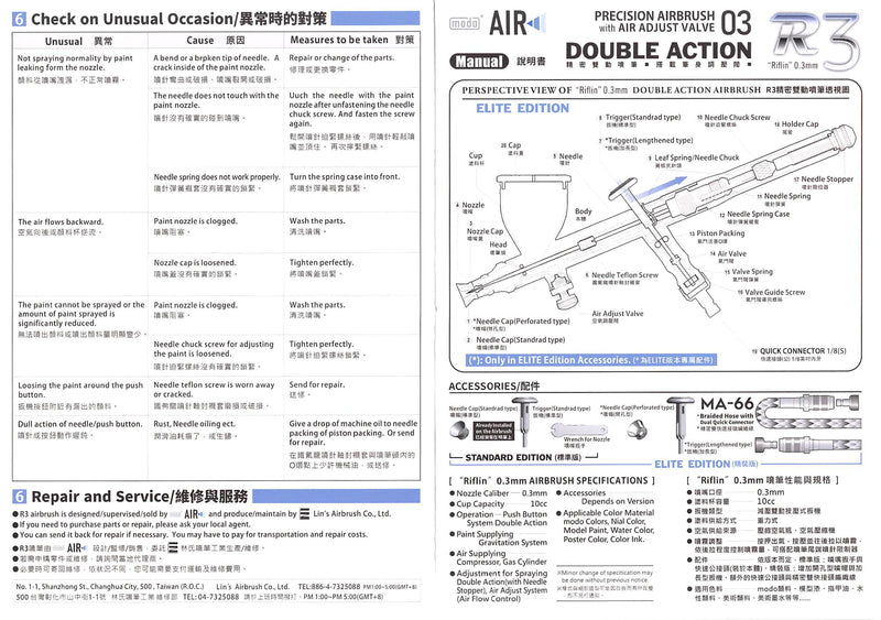 Modo Air R3 Riflin 0.3 Double Action Airbrush 噴筆 - Standard Edition [標準版]