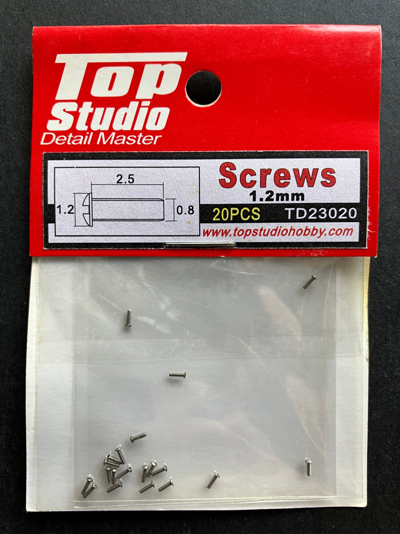 Top Studio Detail Master - 1/24 & 1/12 Scale 1.2 mm Screws 20 pcs. (TD23020)