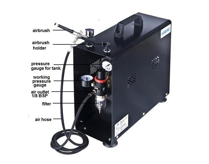 Twin Cylinder Piston Type Airbrush Compressor AS196AWK