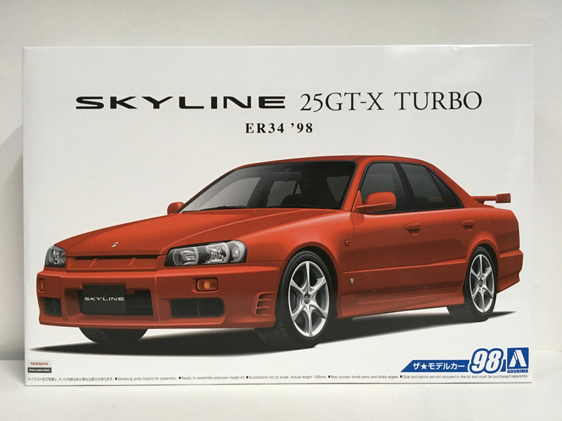 Model Car Series No. 98 Nissan Skyline 25GT-X Turbo ER34 Year 1998 Version