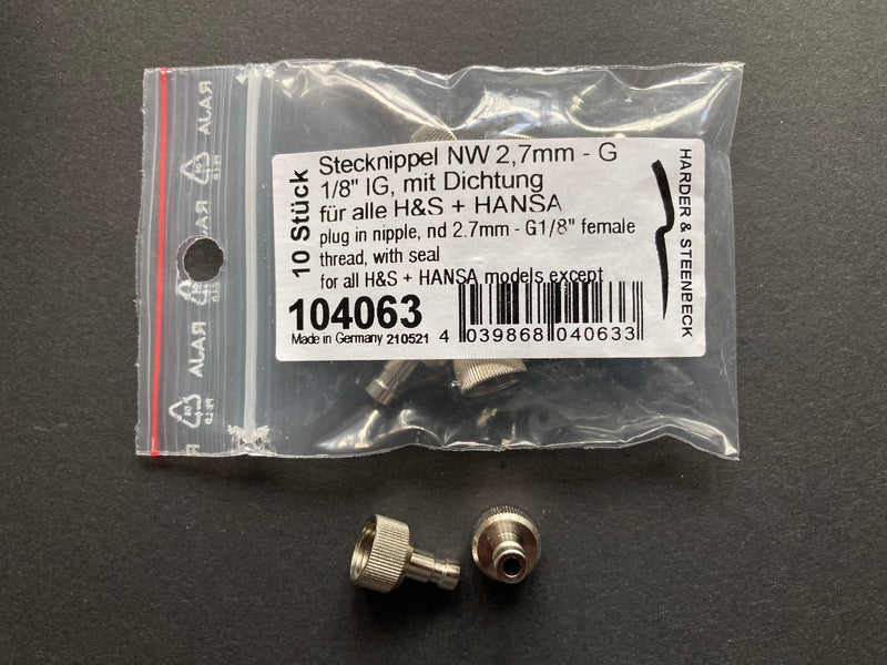 Harder & Steenbeck Plug in Nipple nd 2.7 mm x 1/8" 104063