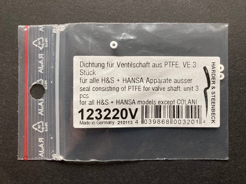 Harder & Steenbeck Seal Consisting of PTFE for Valve Shaft, Unit 3 pcs. 123220V