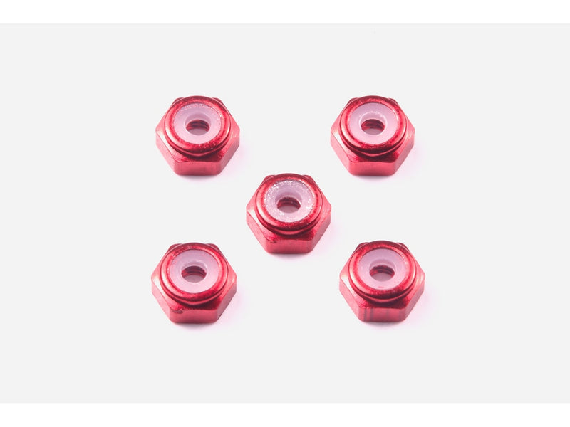 [15493] 2 mm Aluminum Lock Nut (Red, 5 pcs.)