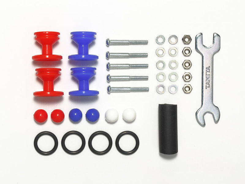 [15525] Low Friction Plastic Double Rollers with Rubber Rings (Red & Blue/13-12 mm)