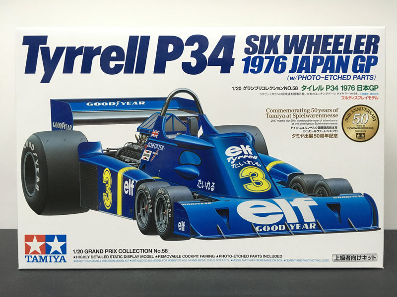 Tamiya 1/20 Scale Series No. 058 Tyrrell P34 Six Wheeler ~ Year 1976 Japan GP Version (w/Photo-Etched Parts)