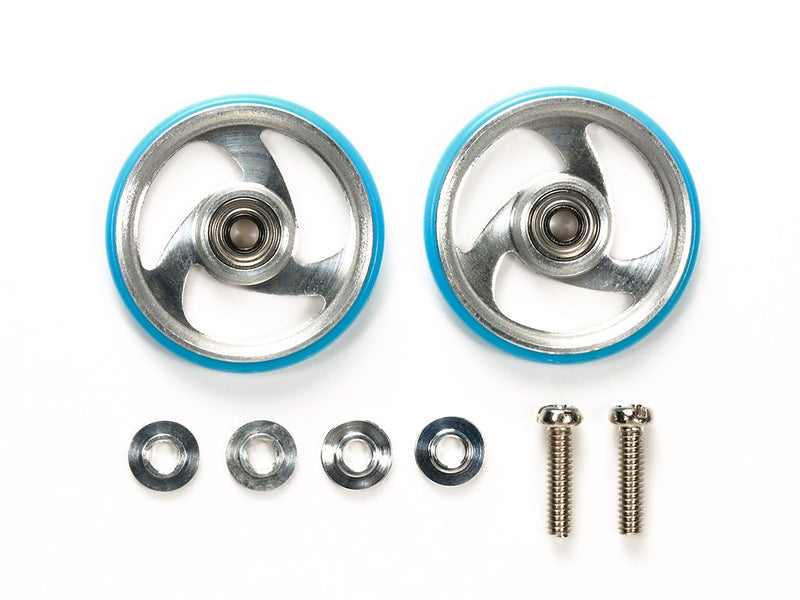 [95327] 19 mm Aluminium Rollers w/Plastic Rings (Light Blue)