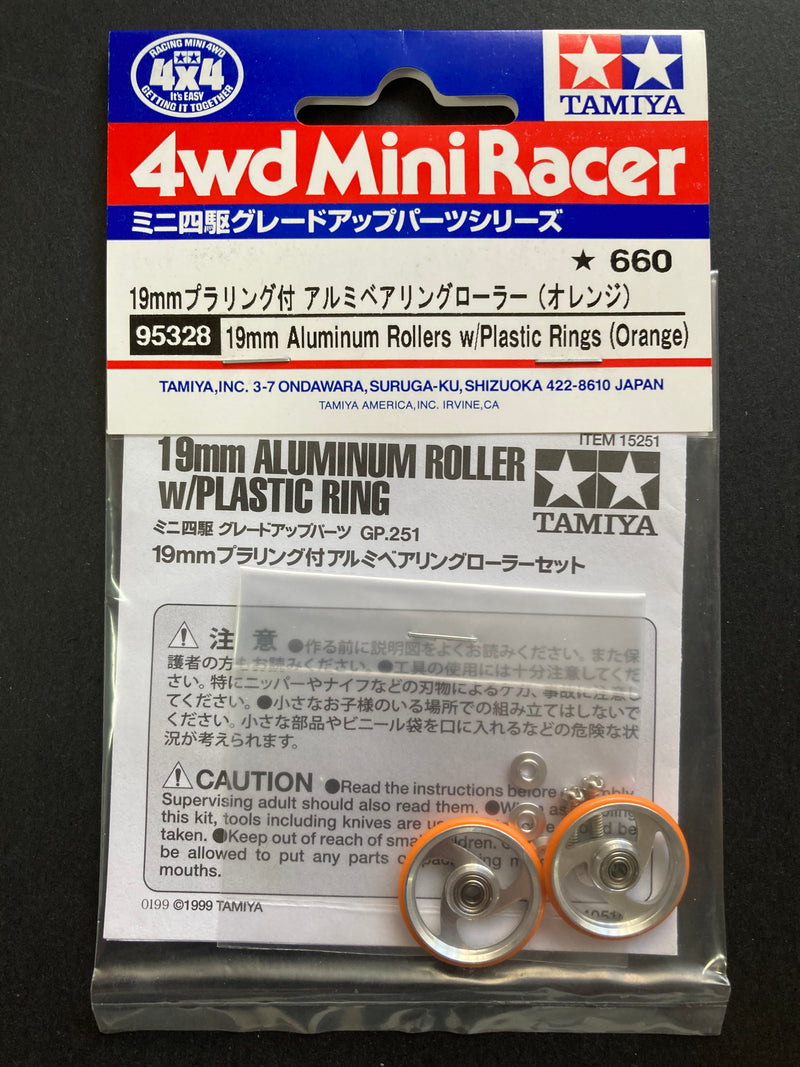 [95328] 19 mm Aluminum Rollers with Plastic Rings (Orange)