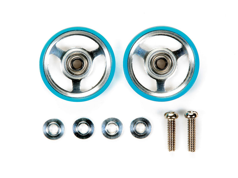 [95348] 17 mm Aluminium Rollers w/Plastic Rings (Light Blue)