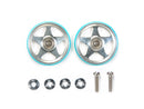 [95397] 19 mm Aluminum Rollers (5 Spokes) with Plastic Rings (Light Blue)