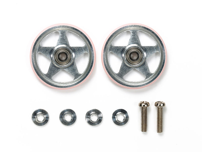 [95438] 19 mm Aluminum Rollers (5 Spokes) with Plastic Rings (Pink)