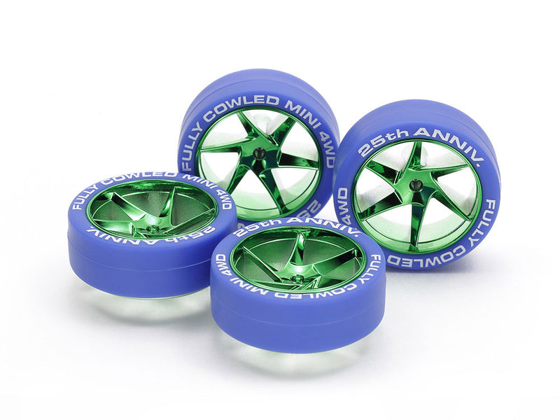 [95504] Fully Cowled Mini 4WD 25th Anniversary Blue Tires & Green Plated Wheels