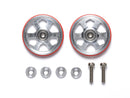 [95513] 19 mm Aluminum Ball-Race Rollers (6 Spokes) with Plastic Rings (Red)