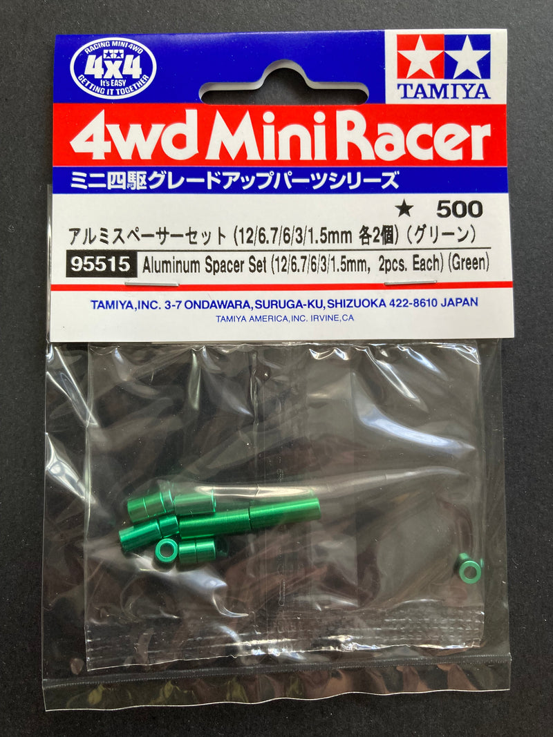 [95515] Aluminum Spacer Set (12/6.7/6/3/1.5 mm, 2 pcs. each) (Green)
