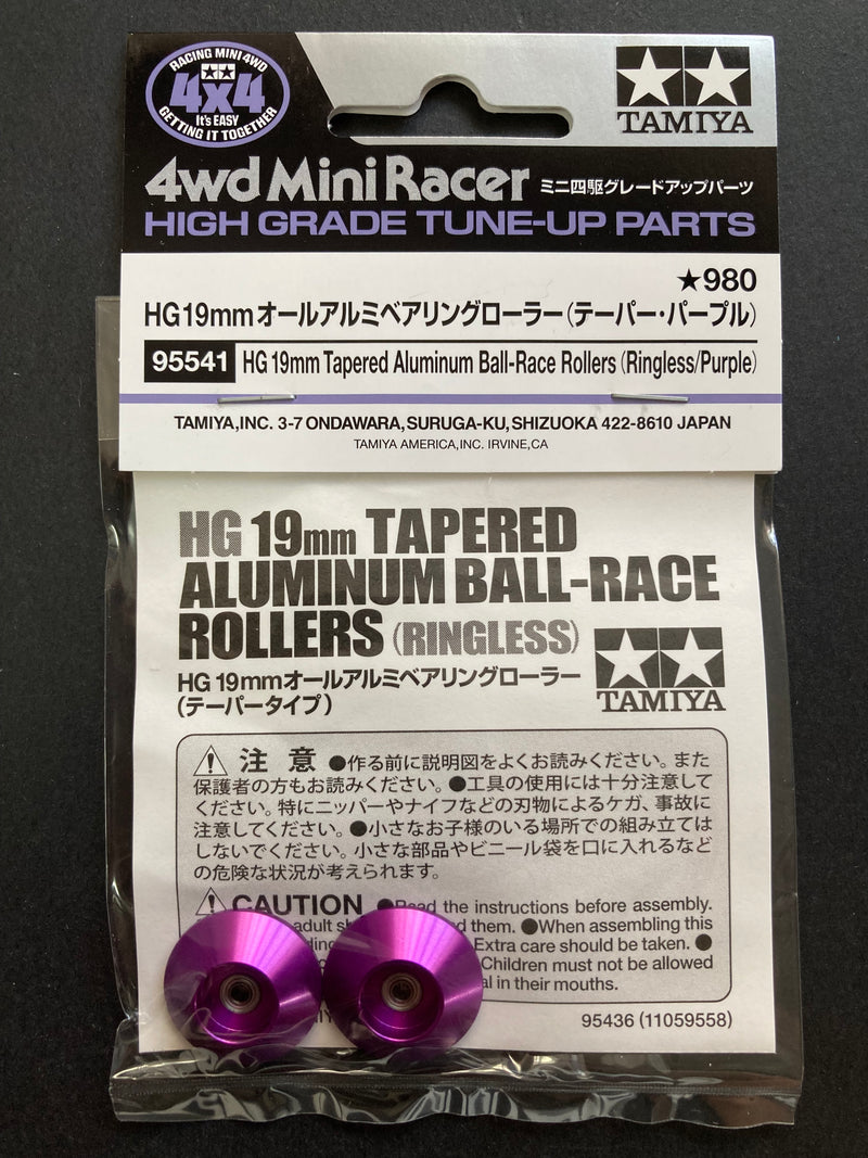 [95541] HG 19 mm Tapered Aluminum Ball-Race Rollers (Ringless/Purple)