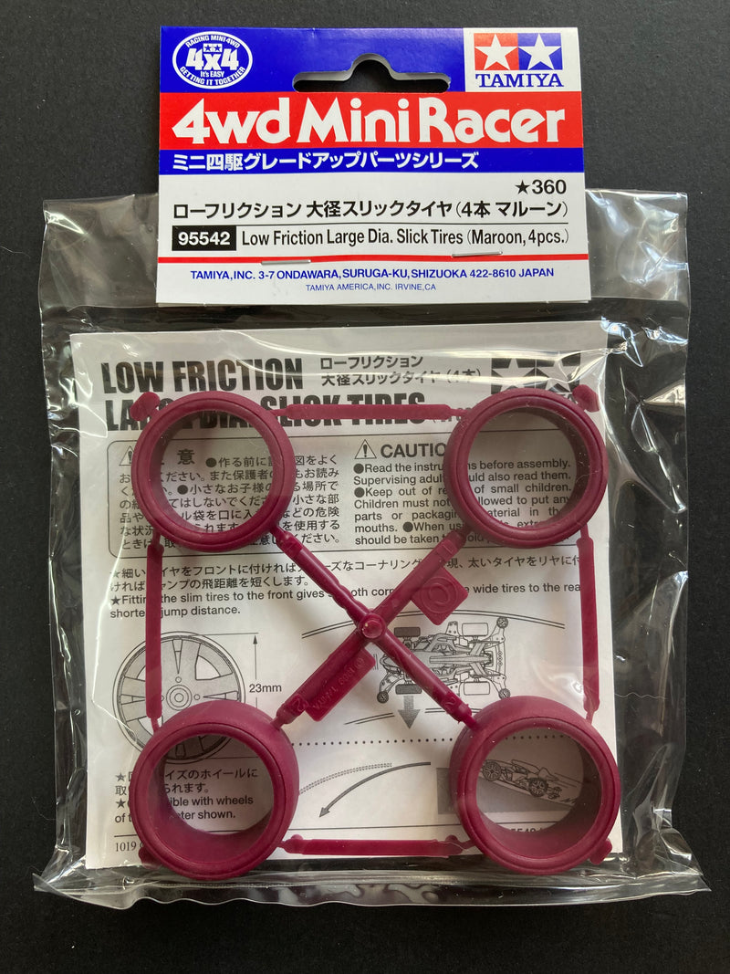 [95542] Low Friction Large Diameter Slick Tires (Maroon, 4 pcs.)