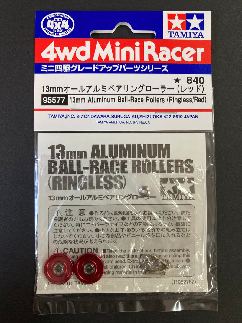 [95577] 13 mm Aluminium Ball-Race Rollers (Ringless/Red)