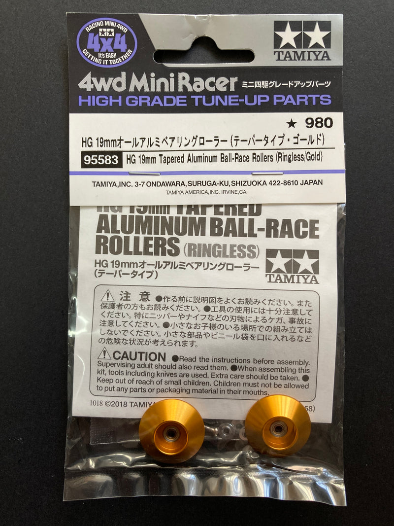 [95583] HG 19 mm Tapered Aluminum Ball-Race Rollers (Ringless/Gold)