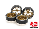 [95639] Mini 4WD 40th Anniversary Super Hard Large Diameter Low-Profile Tire & Wheel Set (6-Spoke)