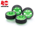 [95640] Mini 4WD 40th Anniversary Super Hard Low-Profile Tire & Wheel Set (12-Spoke)