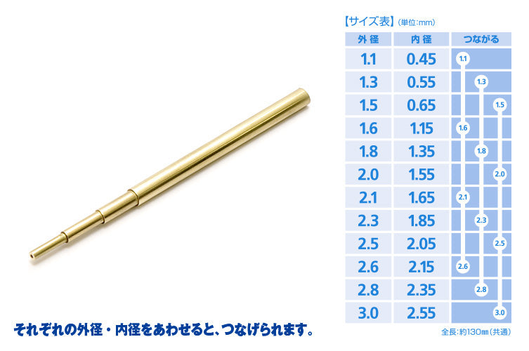 New C-Pipe (Brass) 空心 中空金屬銅管 OP-571 ~ OP-582