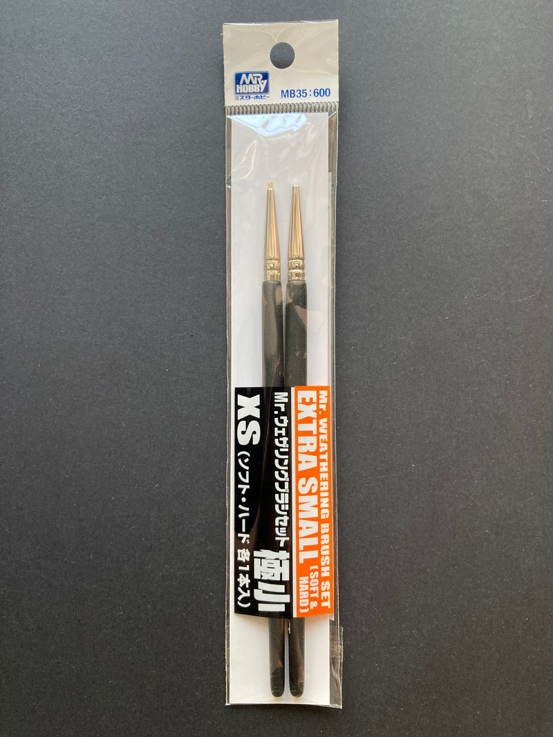 Mr. Weathering Brush Set Extra Small [Soft & Hard] 舊化上色刷 MB35