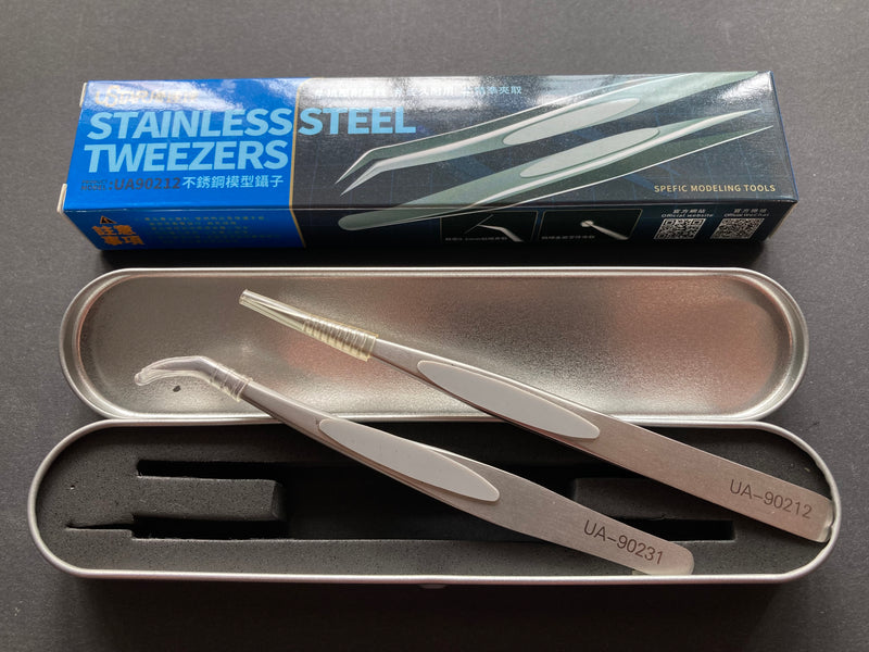Professional Stainless Steel Tweezers 不銹鋼精密模型鑷子 [折頭 & 直頭] UA90212